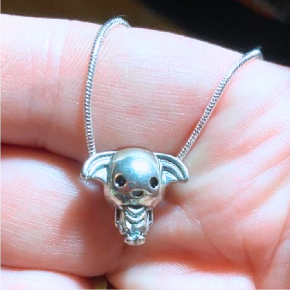 Necklace 925 Sterling Silver Dobby Harry Potter Charm Necklace Hogwarts Wizard - Picture 2 of 7